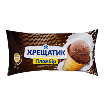Морозиво 12% пломбір у вафельному стаканчику Шоколадний Золотий стандарт Хрещатик м/у 90г