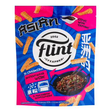 Сухарики пшеничні Яловичина Wok 60г + соус Wok Теріякі 15г Asian Flint д/п 75г