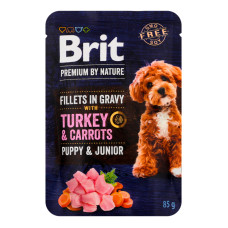 Корм вологий повнораціонний для цуценят та молодих собак усіх порід Turkey&Carrots Premium by Nature Brit д/п 85г