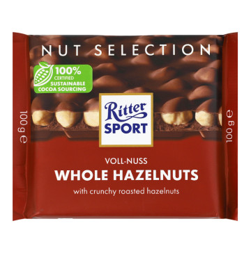Шоколад молочний з цілими лісовими горіхами Ritter Sport м/у 100г