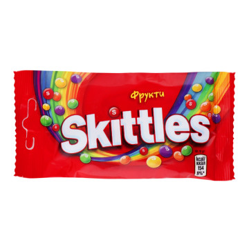 Драже жувальні в різнокольоровій цукровій оболонці Фрукти Skittles м/у 38г