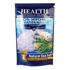 Сіль для ванн морська натуральна з ефірною олією евкаліпта Crystals Health 500г Сіль для ванн морська натуральна з ефірною олією евкаліпта Crystals Health 500г