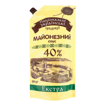 Соус майонезний 40% Екстра Національні українські традиції д/п 500г
