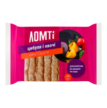 Хлібці цільнозернові хрусткі Цибуля і овочі Ломті м/у 100г