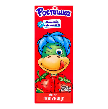 Йогурт 1.5% питний з наповнювачем Полуниця Ростишка т/п 207г