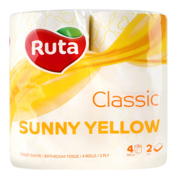 Папір туалетний 2-х шаровий Sunny Yellow Classic Ruta 4шт