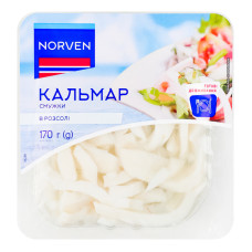 Кальмар смужки в розсолі з підсолоджувачем Norven лоток 170г