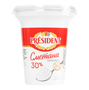 Сметана 30% President cт 300г