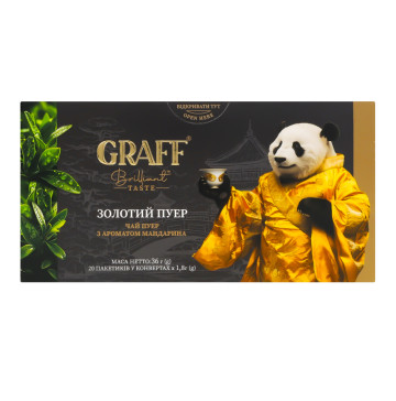 Чай пуер з ароматом мандарина Золотий пуер Graff к/у 20х1.8г