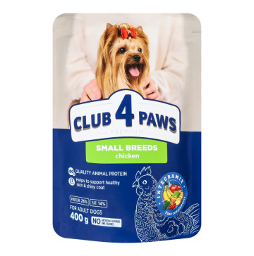 Корм сухий повнораціонний для дорослих собак малих порід Chicken Premium Club 4 Paws д/п 400г