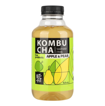 Напій бродіння фільтрований непастеризований Kombucha Apple&Pear Vit-Fit п/пл 0.5л