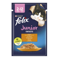 Корм консервований повнораціонний для кошенят з куркою в желе Junior Fantastic Felix м/у 85г