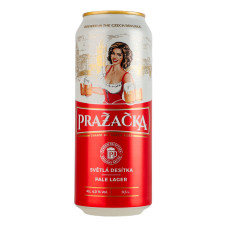 Пиво 0.5л 4% класичне світле фільтроване пастеризоване Prazacka з/б
