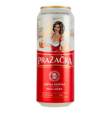 Пиво 0.5л 4% класичне світле фільтроване пастеризоване Prazacka з/б