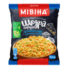 Вермішель швидкого приготування негостра зі смаком сиру із зеленню та овочами Щедра порція Мівіна м/у 73.5г