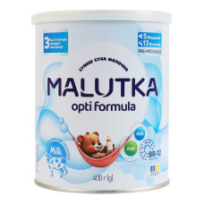 Суміш молочна суха для дітей від 12міс 3 Opti formula Malutka з/б 400г