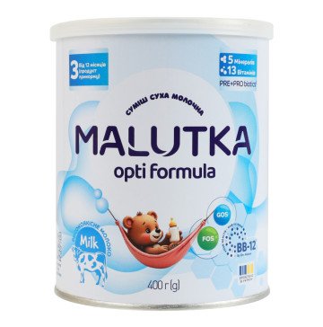 Суміш молочна суха для дітей від 12міс 3 Opti formula Malutka з/б 400г