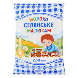 Молоко 2.5% для дітей від 3років ультрапастеризоване Малюкам Селянське т/п 900г