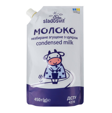 Молоко згущене 8.5% незбиране з цукром Sladosvit д/п 450г