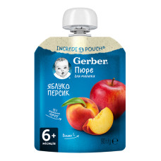 Пюре для дітей від 6міс Яблуко і персик Gerber д/п 90г