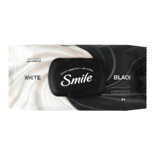 Серветки вологі з ароматом мускусу та білого жасмину Чорні та білі Smile 84шт