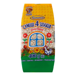Пластівці Суміш 4 злаків Хатинка м/у 400г