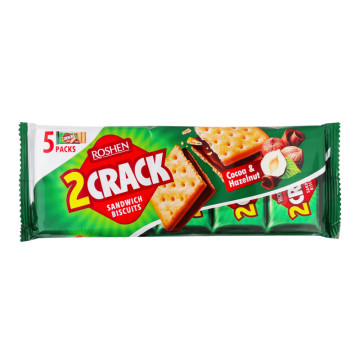 Печиво затяжне з начинкою какао-горіх 2 Crack Roshen м/у 190г