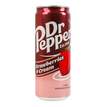 Напій безалкогольний сильногазований зі смаком полуниця з вершками Dr Pepper з/б 0.33л