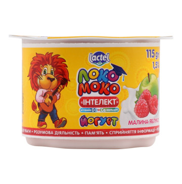 Йогурт 1.5% з наповнювачем Малина-Яблуко Інтелект Локо Моко ст 115г