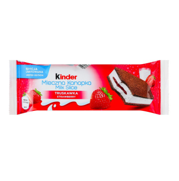 Тістечко бісквітне з молочною та полуничною начинкою Milk slice Kinder м/у 28г