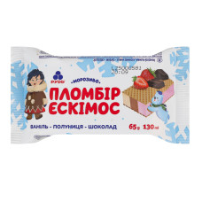 Морозиво пломбір Ваніль-полуниця-шоколад Ескімос Рудь м/у 65г