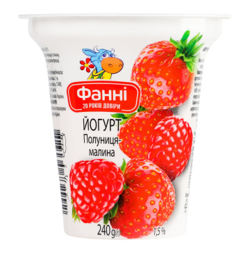 Йогурт 1.5% Полуниця-малина Фанні ст 240г