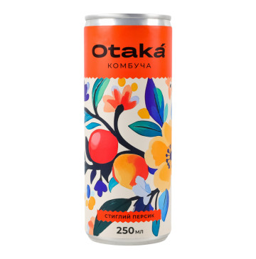 Напій безалкогольний слабогазований Стиглий персик Комбуча Otaka з/б 250мл