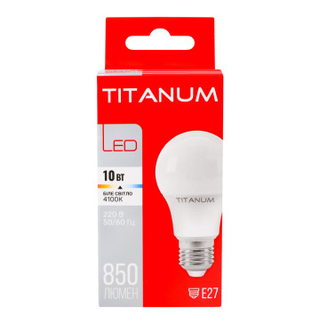 Лампа світлодіодна 10W 850lm E27 4100К A60 Titanum 1шт