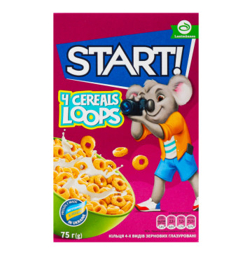 Сніданки сухі зернові глазуровані 4 cereals loops Start! к/у 75г