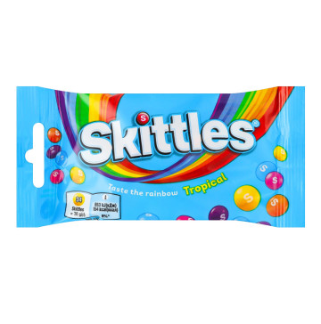Драже жувальні у різнокольоровій цукровій оболонці Тропічний Skittles м/у 38г