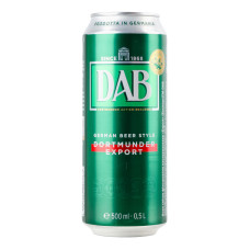 Пиво 0.5л 5% світле фільтроване пастеризоване Export DAB з/б