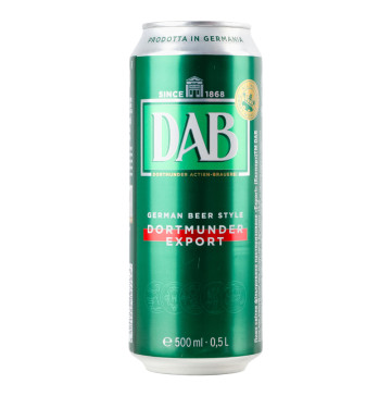 Пиво 0.5л 5% світле фільтроване пастеризоване Export DAB з/б
