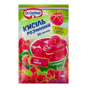 Кисіль розчинний швидкого приготування з шматочками фруктів зі смаком малини Dr.Oetker м/у 31.5г
