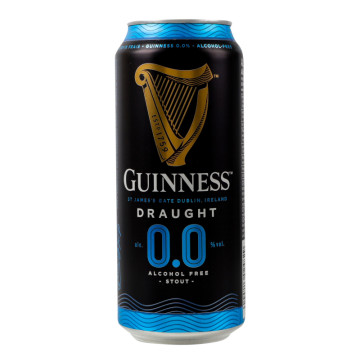 Пиво безалкогольне темне пастеризоване Draught Guinness 0% з/б 440мл