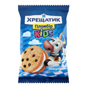 Морозиво 15% пломбір на печиві з дропсами Kids Хрещатик м/у 70г