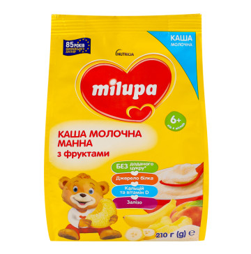 Каша молочна для дітей від 6міс суха манна з фруктами Milupa м/у 210г