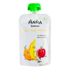 Пюре для дітей від 8міс з манго яблук та бананів Mama knows д/п 90г