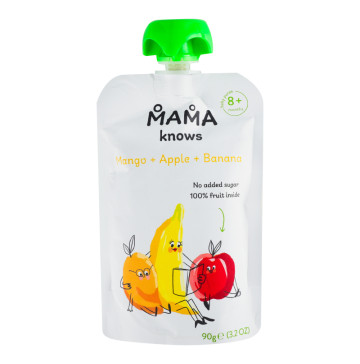 Пюре для дітей від 8міс з манго яблук та бананів Mama knows д/п 90г
