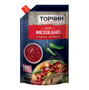 Соус томатний з перцем халапеньо пастеризований Мехікано Торчин д/п 200г