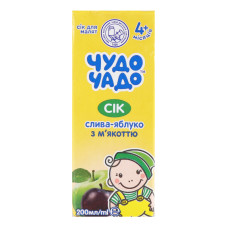 Сік для дітей від 4міс з м'якоттю Слива-яблуко Чудо-чадо т/п 200мл