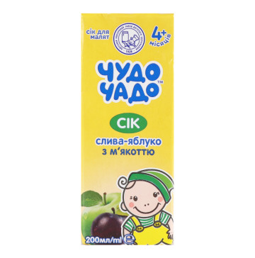 Сік для дітей від 4міс з м'якоттю Слива-яблуко Чудо-чадо т/п 200мл