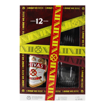 Набір подарунковий Віскі 0.7л 40% 12YO + 2 склянки Tumbler Chivas Regal 1шт