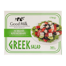 Продукт сирний 50% молоковмісний крем м'який Greek salad Good Milk к/у 170г Продукт сирний 50% молоковмісний крем м'який Greek salad Good Milk к/у 170г