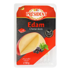 Сир 40% твердий скибками Едам President лоток 150г